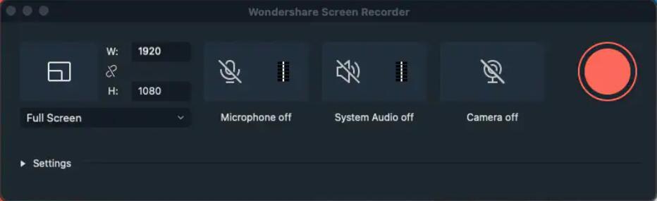 How to Record Screen on Mac with Filmora Screen Recorder - Step 2